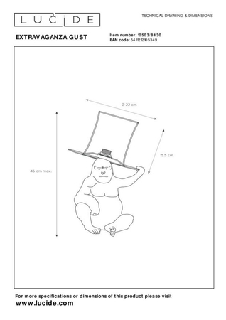 Lampa stołowa Lucide EXTRAVAGANZA GUST 10503/81/30 czarny/złoty