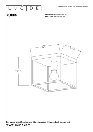 Lampa sufitowa Lucide RUBEN 00124/01/30 czarny/złoty