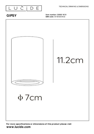 Oczko Lucide GIPSY biały 35100/11/31