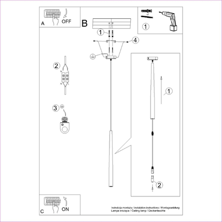 Sollux Lighting Lampa wisząca BLISS 1 czarna SL.1462