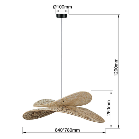 Light Prestige Rattanowa lampa wisząca Raya naturalna 1xE27 LP-2704/1P NT