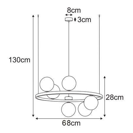Lampa wisząca Kaja SATURNO K-5695 biały, bursztynowy, czarny