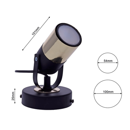 Milagro Kinkiet WILSON BLACK 1xGU10 MLP4850 Czerń / Mosiądz