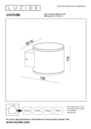 Lampa zewnętrzna Lucide OXFORD 28803/01/30 czarny