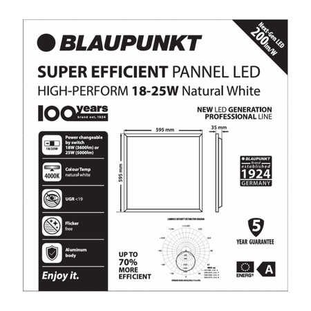Blaupunkt Panel LED Super Efficient Pro 200lm/W 18W-25W 60x60cm barwa naturalna 