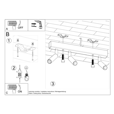 Sollux Lighting Plafon EYETECH 3 czarny SL.0899