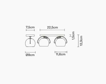 Kinkiet/lampa sufitowa Fabbian D57G2341 Beluga Colour 2 Luci Rame