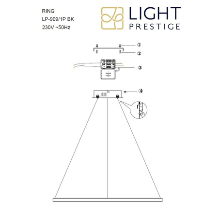 Lampa wisząca Ring duży CCT 1xLED czarny LP-909/1P L BK CCT