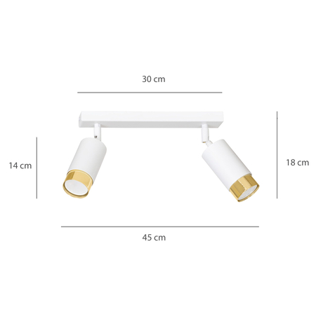 Lampa sufitowa HIRO 2 WH/GOLD Emibig 963/2 biały/złoty