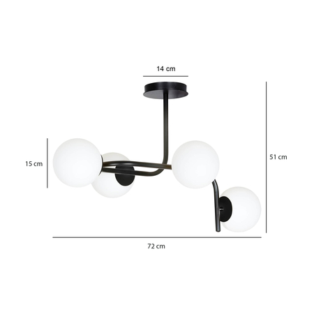 Lampa sufitowa KALF 4A BLACK Emibig 1030/4A biały/czarny