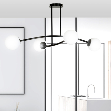 Lampa sufitowa HALLDOR 4 BLACK Emibig 1024/4 biały/czarny