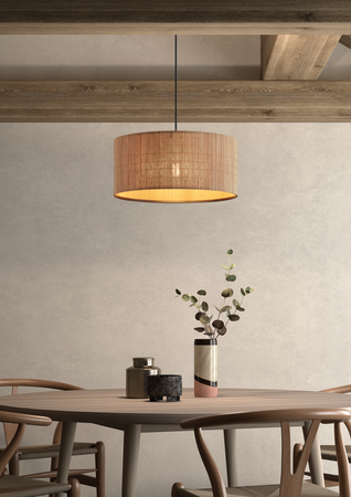 Lampa wisząca RAIL czarny 1xE27 abażur z naturalnego bambusu