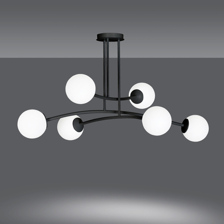 Lampa sufitowa HALLDOR 6 BLACK Emibig 1024/6 biały/czarny