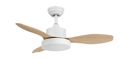 Wentylator RIGA XS biały, drewno Ø96 DC 30W 3A LED 24W CCT zmienna barwa , pilot