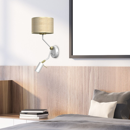 Milagro Kinkiet Marshall 1xE27 + 1x mini GU10 Biały / Rattan MLP7483 BIEL / RATTAN