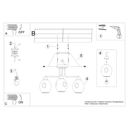 Sollux Lighting Żyrandol FILLAN 3 czarny SL.1144