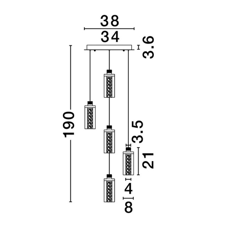 Lampa wisząca Luces Exclusivas LE44218 czarny, srebrny i odcienie srebra