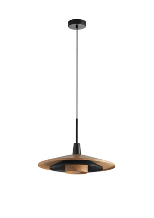 Lampa wisząca LEVEL czarny matowy, naturalny Ø40 1xE27