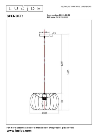 Lampa wisząca Lucide SPENCER 34445/30/30 czarny