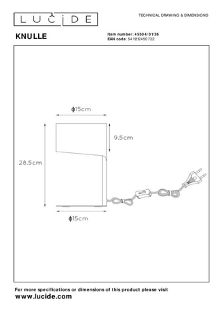 Lampa stołowa Lucide KNULLE 45504/01/36 szary