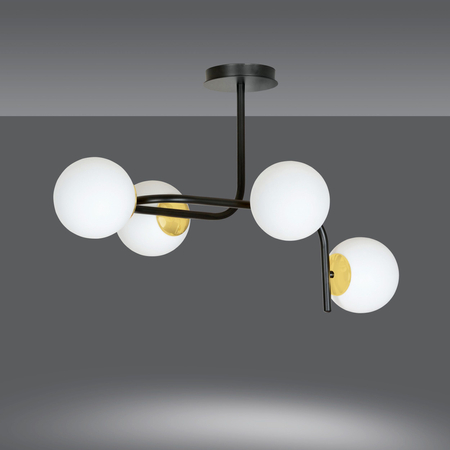 Lampa sufitowa RAGNAR 4A BLACK GOLD Emibig 1032/4A biały/czarny