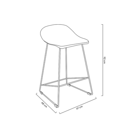 Krzesło barowe ROLF czarne 66 cm - polipropylen, metal