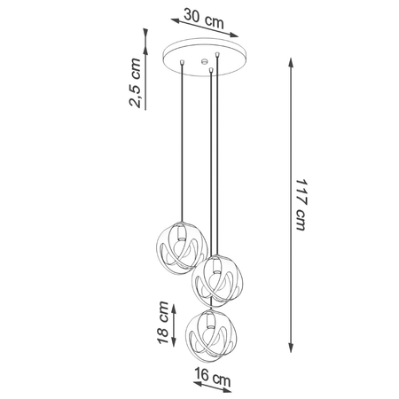 Sollux Lighting Lampa wisząca TULOS 3P czarna SL.1088