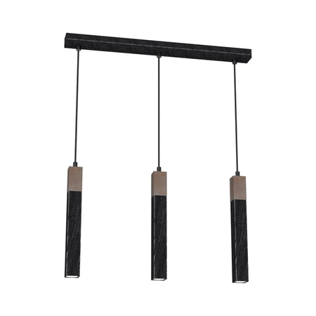 Milagro Lampa wisząca SOLO SAWN BLACK / PATINATED WOOD 3x mini GU10 MLP7470 PRZECIERANY CZARNY / DREWNO PATYNOWANE