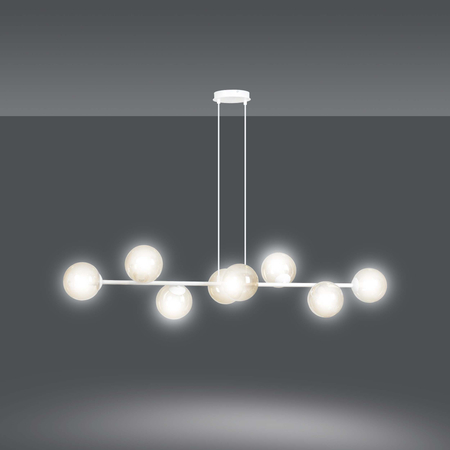 Lampa wisząca ROSSI 8 WH MIODOWY Emibig 879/8 biały/beżowy