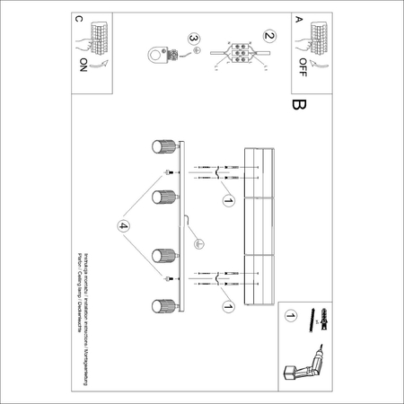 Sollux Lighting Plafon KARBON 4L złoty SL.1565