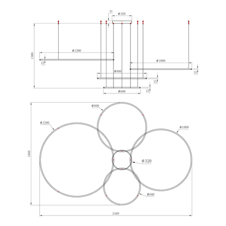 Milagro Lampa wisząca Saturno Black 120W LED ML0848 CZARNY