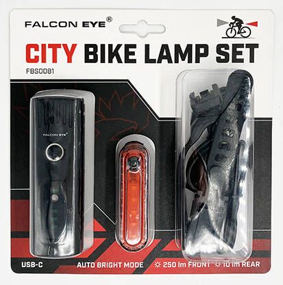 Zestaw lamp rowerowych Falcon Eye CITY 250lm/10lm ładowalne