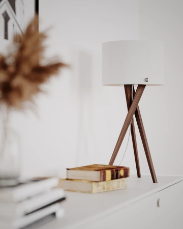 Lampa stołowa By Rydens Vega H55 E27 ciemny brązowy/biały