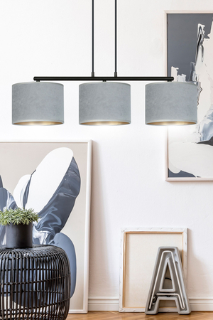 Lampa wisząca HILDE 3 BL GRAY Emibig 1050/3 czarny/chrom