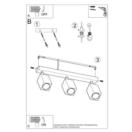 Sollux Lighting Plafon KEKE 3 dąb SL.1037