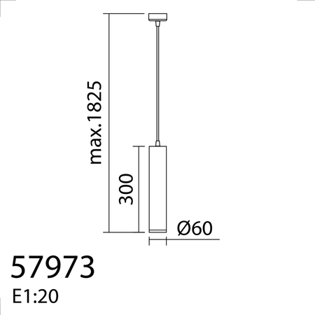 Lampa wisząca GALILEO PND czarny mat 1xGU10 ø60x300mm