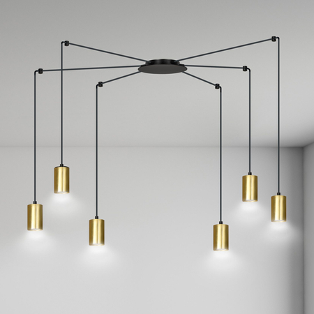 Lampa wisząca TRAKER 6 BL/GOLD Emibig 526/6 czarny/złoty