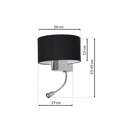 Milagro Kinkiet CASINO BLACK/CHROME 1xE27 + 1W LED ML6378 Czerń / Chrom