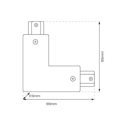 Milagro Łącznik L Track Czarny 1-Obwodowy + zasilanie centralne v2.0 ML0716 CZARNY