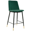 Krzesło barowe DIEGO 65 zielone - welur, podstawa czarno złota