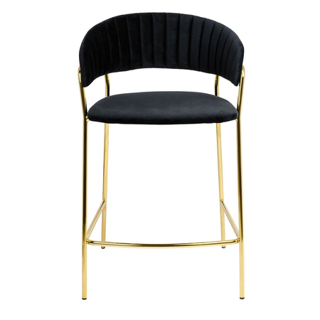 Krzesło barowe MARGO 65 czarne - welur, podstawa złota