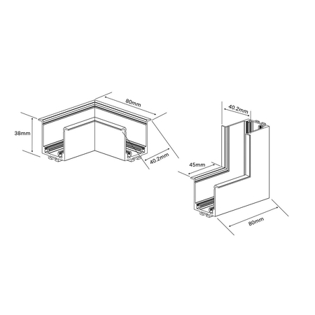 Light Prestige Łącznik podtynkowy L sufit-ściana Magnetic Slim czarny LP-656-MAG SLIM L RS kąt BK
