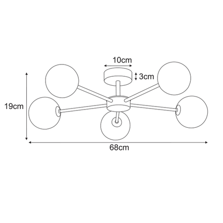 Lampa sufitowa Kaja GRETA K-5717 grafitowy, czarny