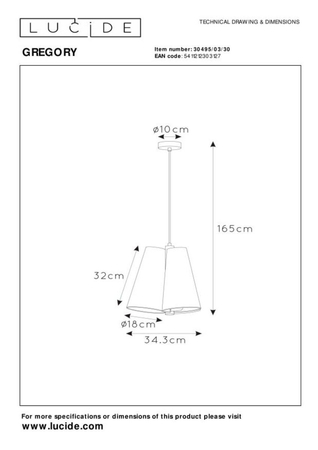 Lampa wisząca Lucide GREGORY 30495/03/30 czarny