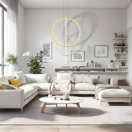 Lampa wisząca Linea No.5 60/40cm złoto-biała Dali3k