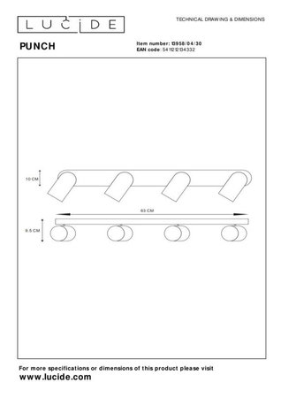 Reflektor Lucide PUNCH 13958/04/30 czarny