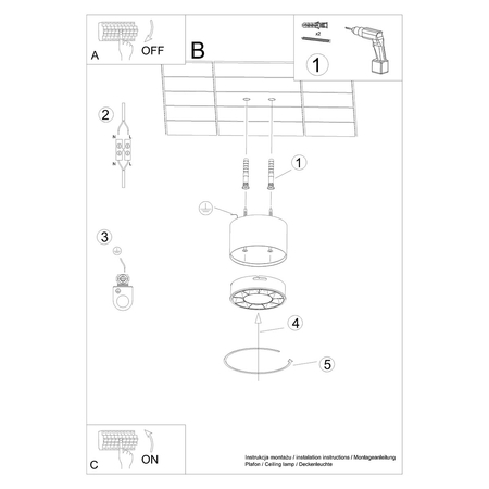 Sollux Lighting Plafon DIREZIONE 1 biały SL.0495
