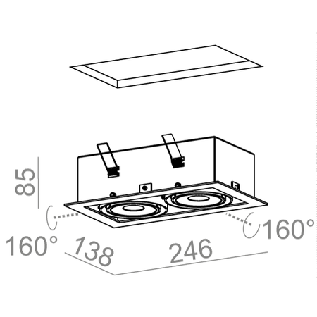 Lampa wpuszczana AQForm Squares 70 x 2 Qrled Lens 230V Recessed Biały Struktura