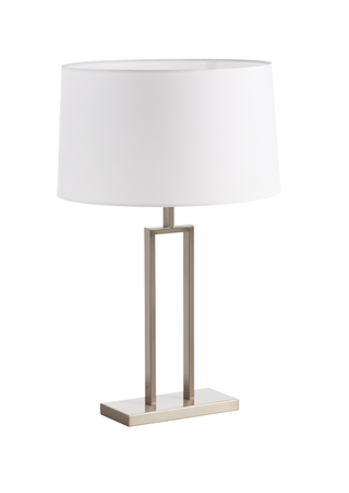 Lampa stołowa OMEGA chrom matowy 1xE27 abażur biały w komplecie