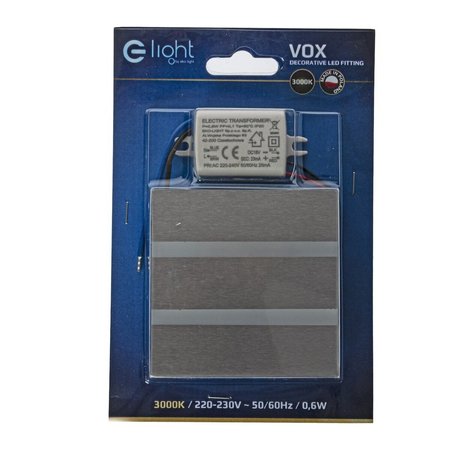 Eko-Light Oprawa schodowa VOX Barwa Ciepła 3000K EKS3836 BIAŁY / SREBRNY